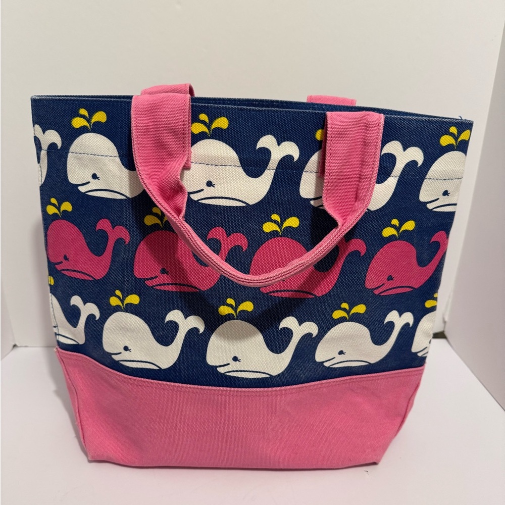 Pottery Barn Kids Whale Print Beach Bag Canvas Tote 15 X 13 X 7